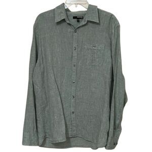 Murano Green Linen Button Up Long Sleeve Shirt Mens Size Large